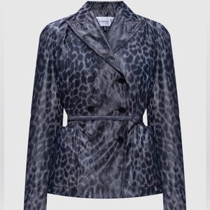 Christian Dior Women's Bar Silk Grey Leopard Blazer Size 2